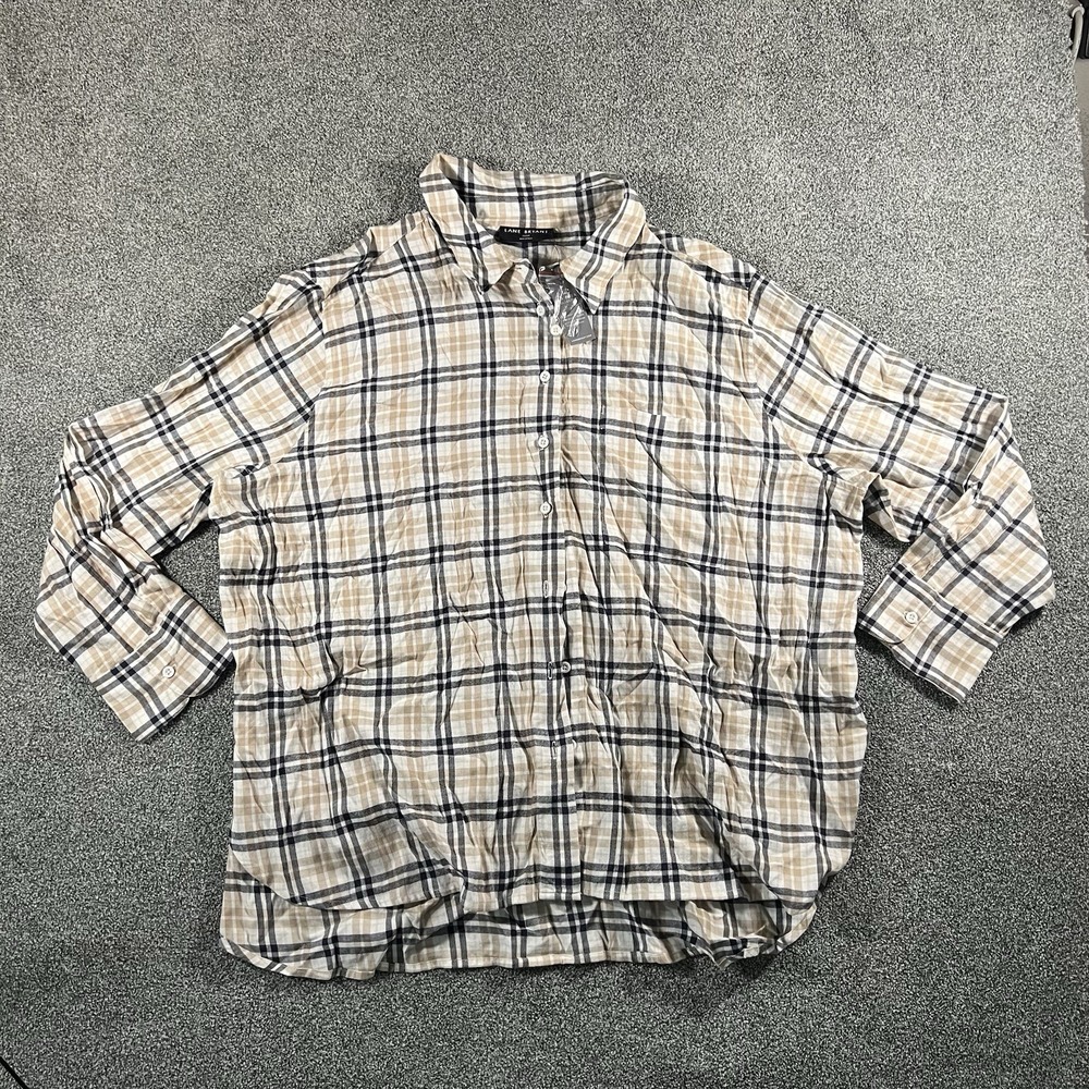Lane Bryant Women Plaid Button Up Shirt Long Sleeve No-Peek Plus Size 22/24 NWT